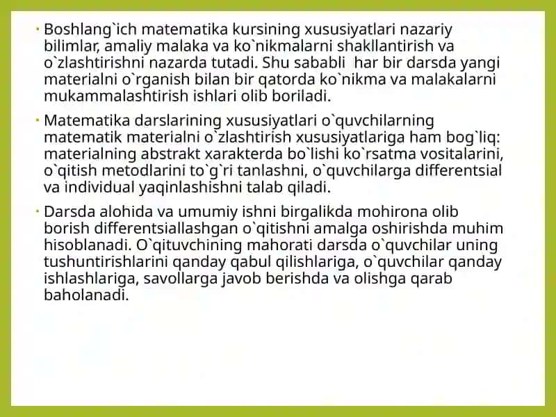 Boshlang`ich matematika kursi 4