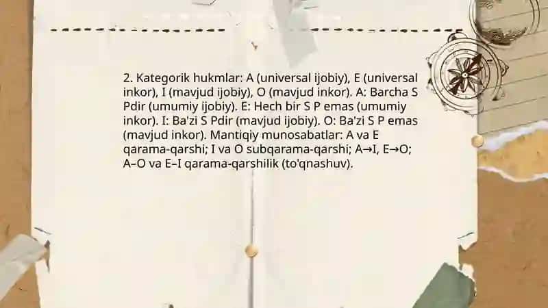 An'anaviy sillogistika va predikatlar mantigʻi 4