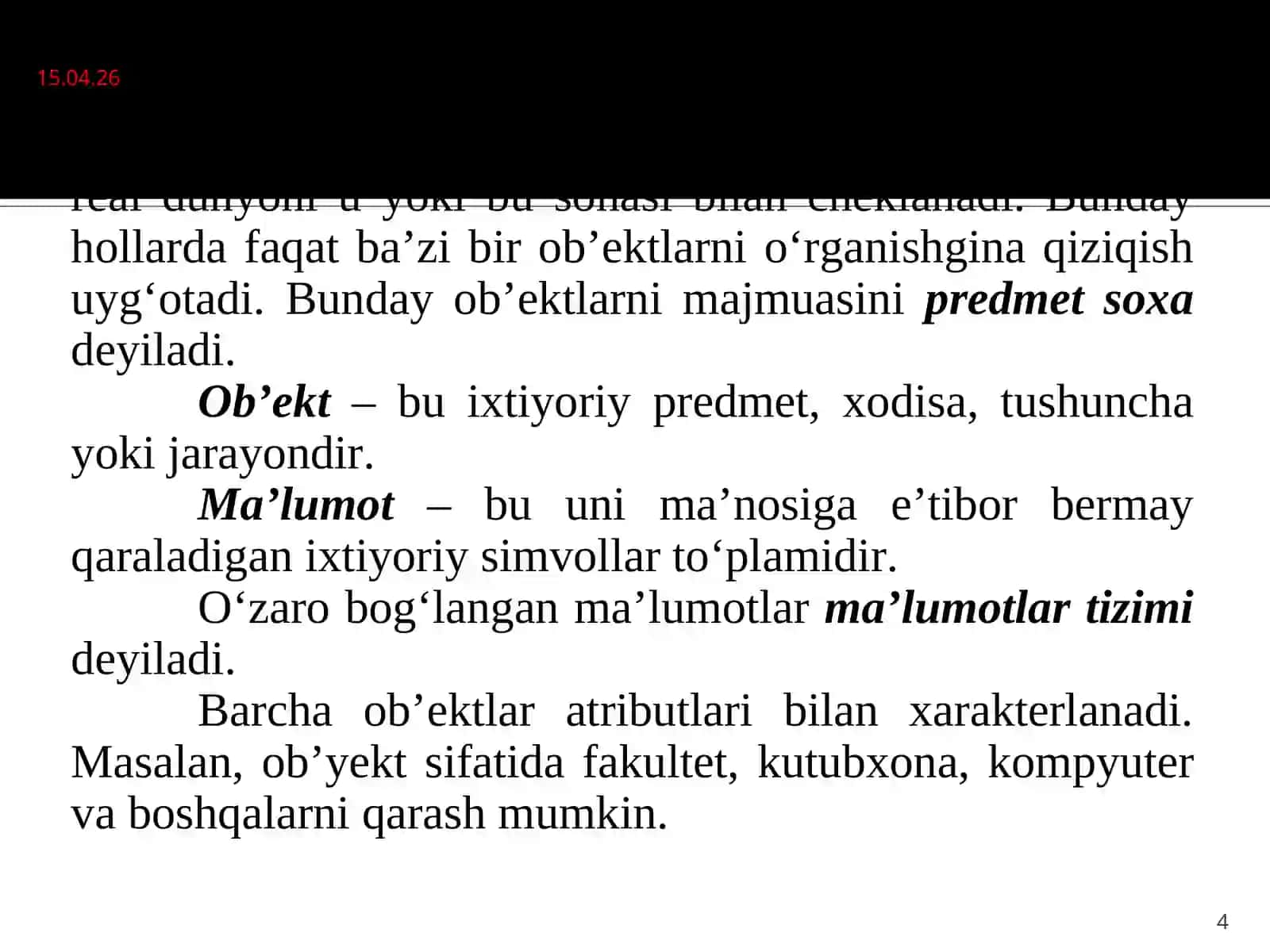 MA`LUMOTLAR BAZASINI BOSHQARISH TIZIMI 4