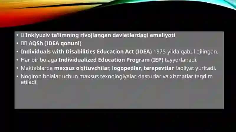 Chet elda alohida yordamga muhtoj bolalarning inklyuziv ta'limi. 4