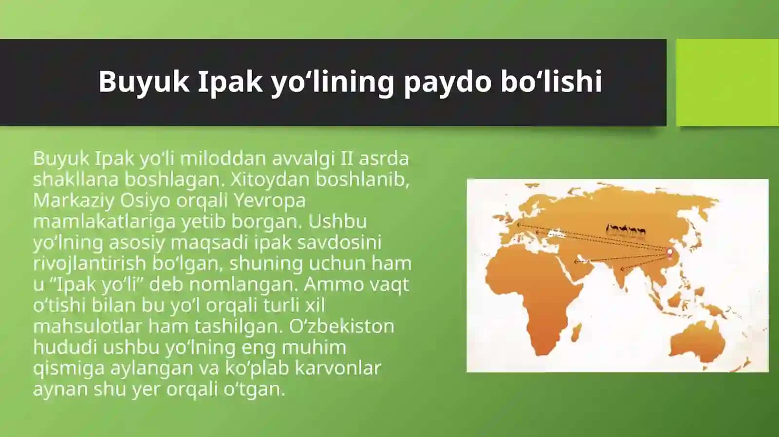 O'zbekiston hududidagi Buyuk Ipak yo'li va uning tarixiy ahamiyati. 4