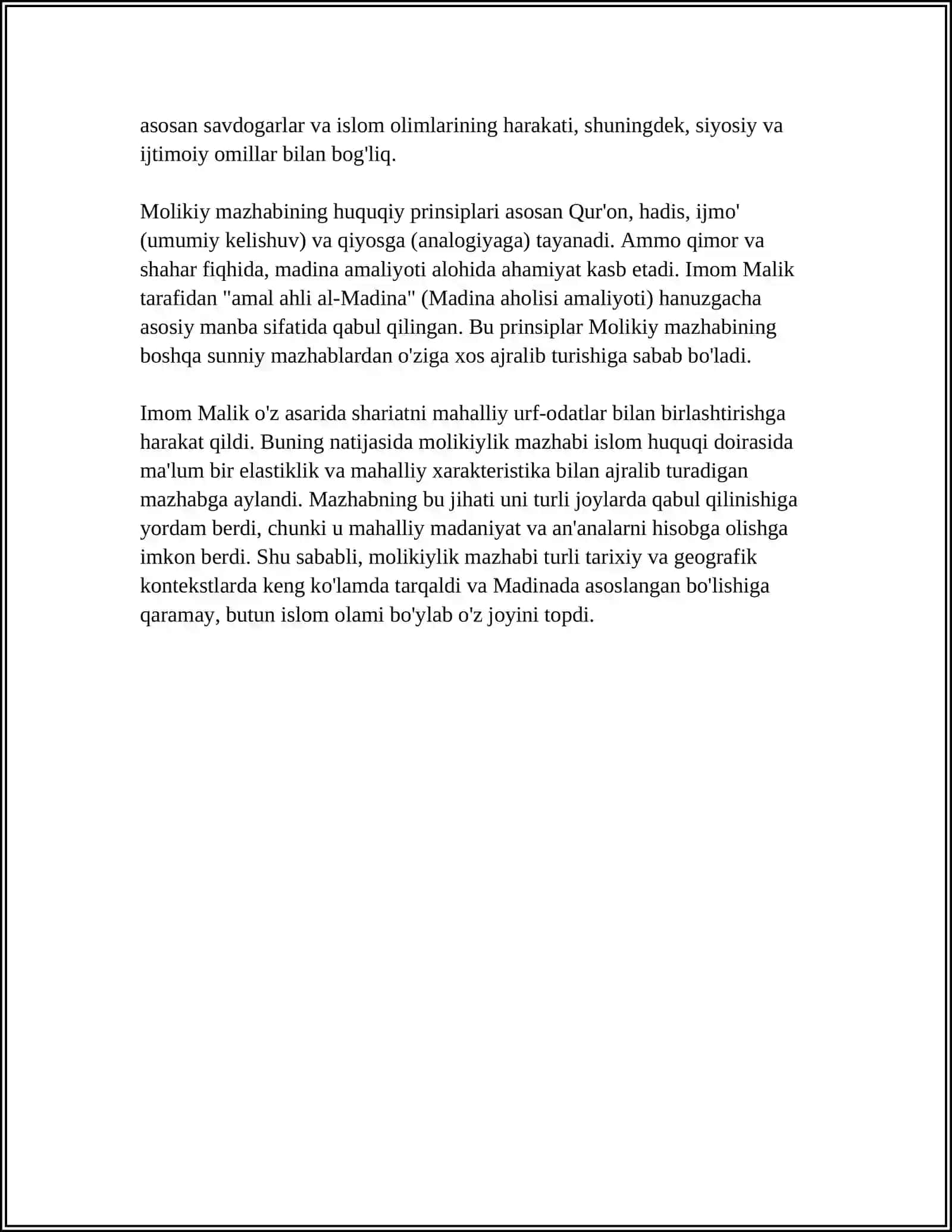 ISLOM FIQHIY MAZHABLARI: MOLIKIYLIK 4