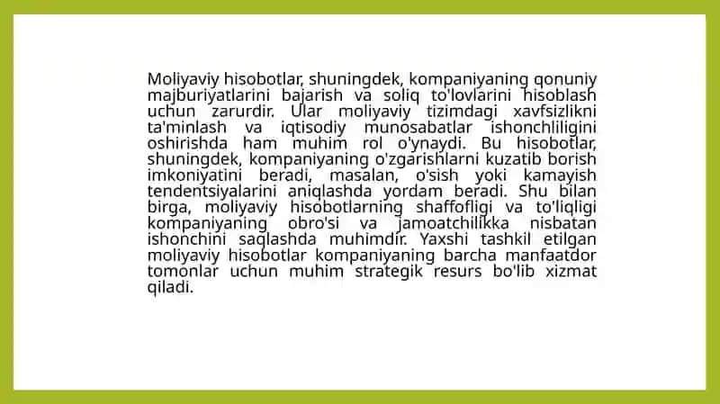 Moliyaviy hisobotning konseptual asoslari 4