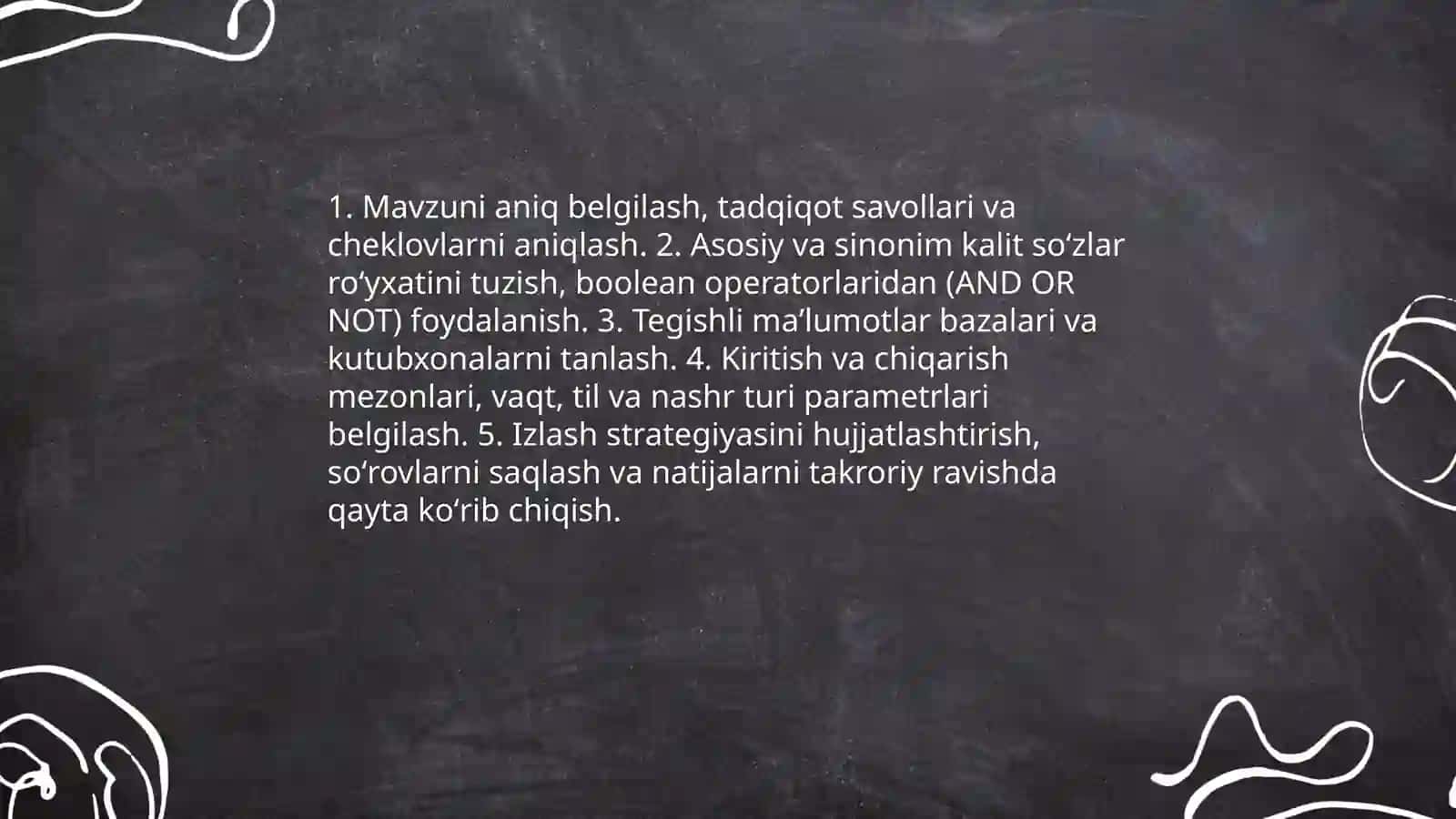 Adabiyotlarni izlash va tanlash 4