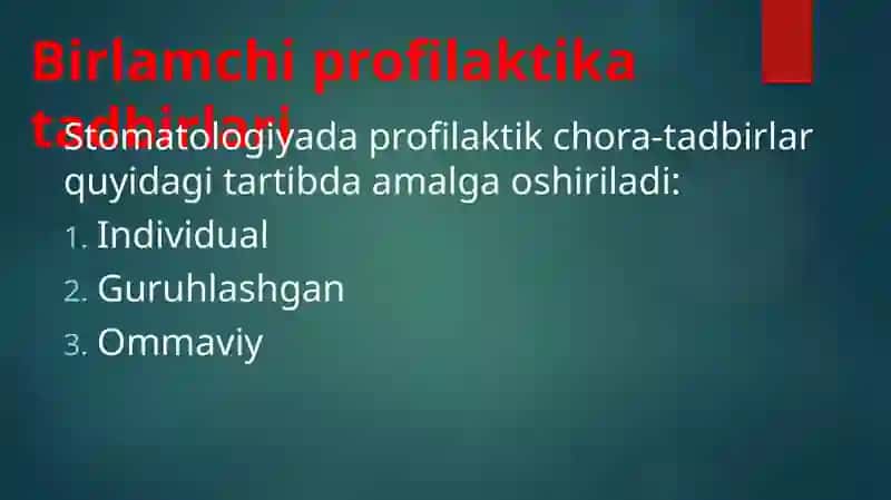 Bolalarda og'iz bo'shlig'ining profilaktik ko'rigini o'tkazish 4