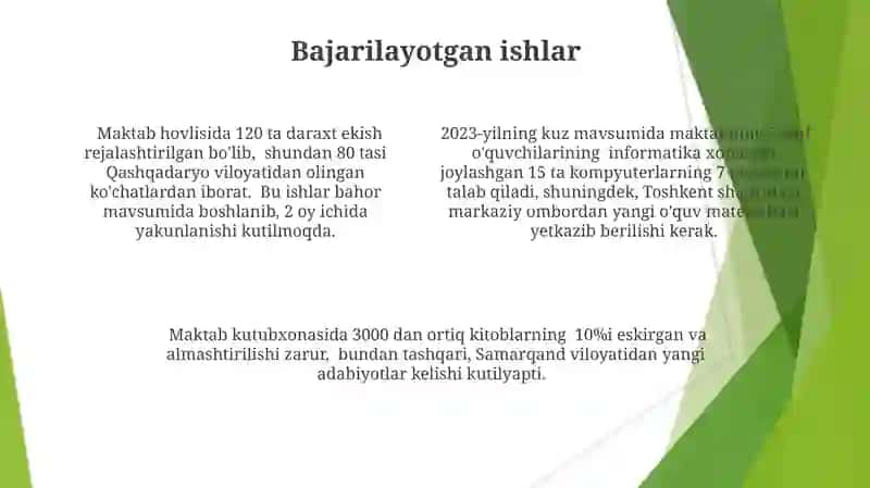 Bajarilayotgan ishlar va bajariladigan ishlar 4