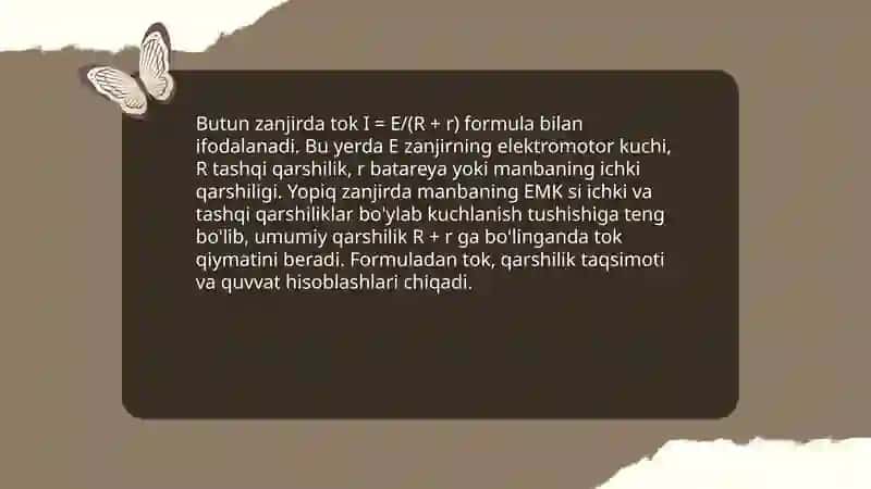 Butun zanjir uchun Om qonuni 4