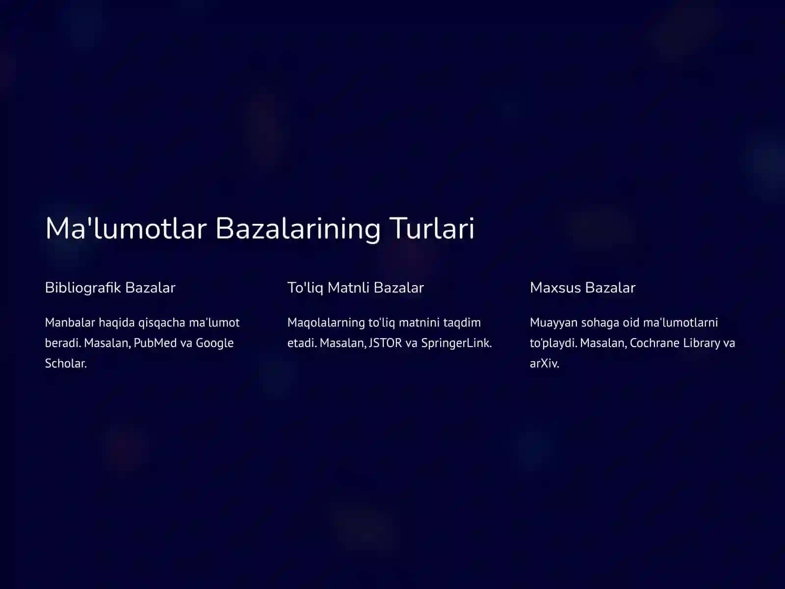 Ilmiy Ma'lumotlar Bazalari 4