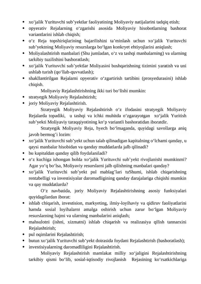 Moliyaviy Rejalashtirish va tartibga solish 4