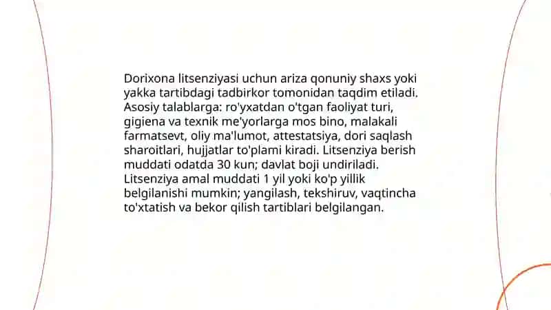 Dorihona faoliyatini tartibga soluvchi asosiy hujjatlar 4