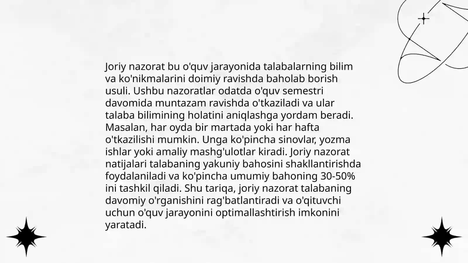 Nazorat turlari va ularni tashkil qilish 4