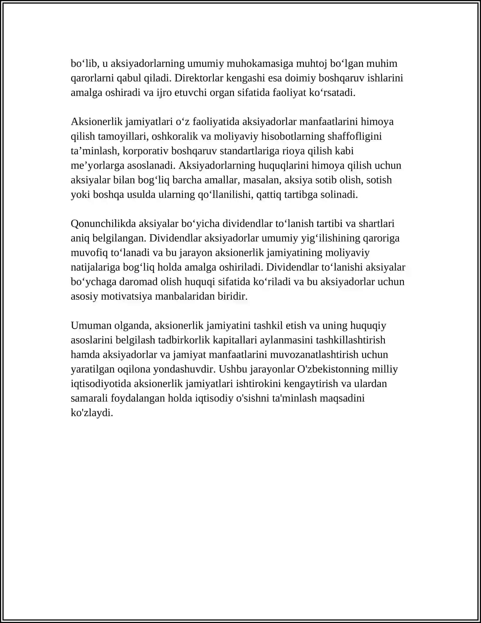 AKSIONERLIK JAMIYATINI TASHKIL QILISH VA FAOLIYATINING ASOSIY TAMOYILLARI 4