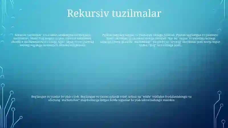 Chiziqli Tarmoqlanuvchi Takrorlanuvchi Dasturlar 4