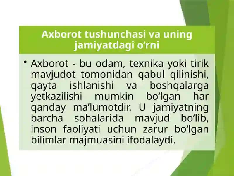 Axborot fan uchun ahamiyati xususiyatlari 4