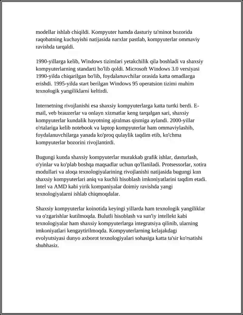 SHAXSIY KOMPYUTERLAR TASNIFI VA TARKIBI 4