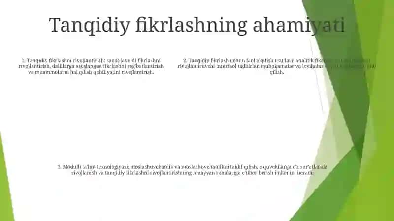 Tanqidiy Fikrlashni OʻStiruvchi Faol Medotlar 4