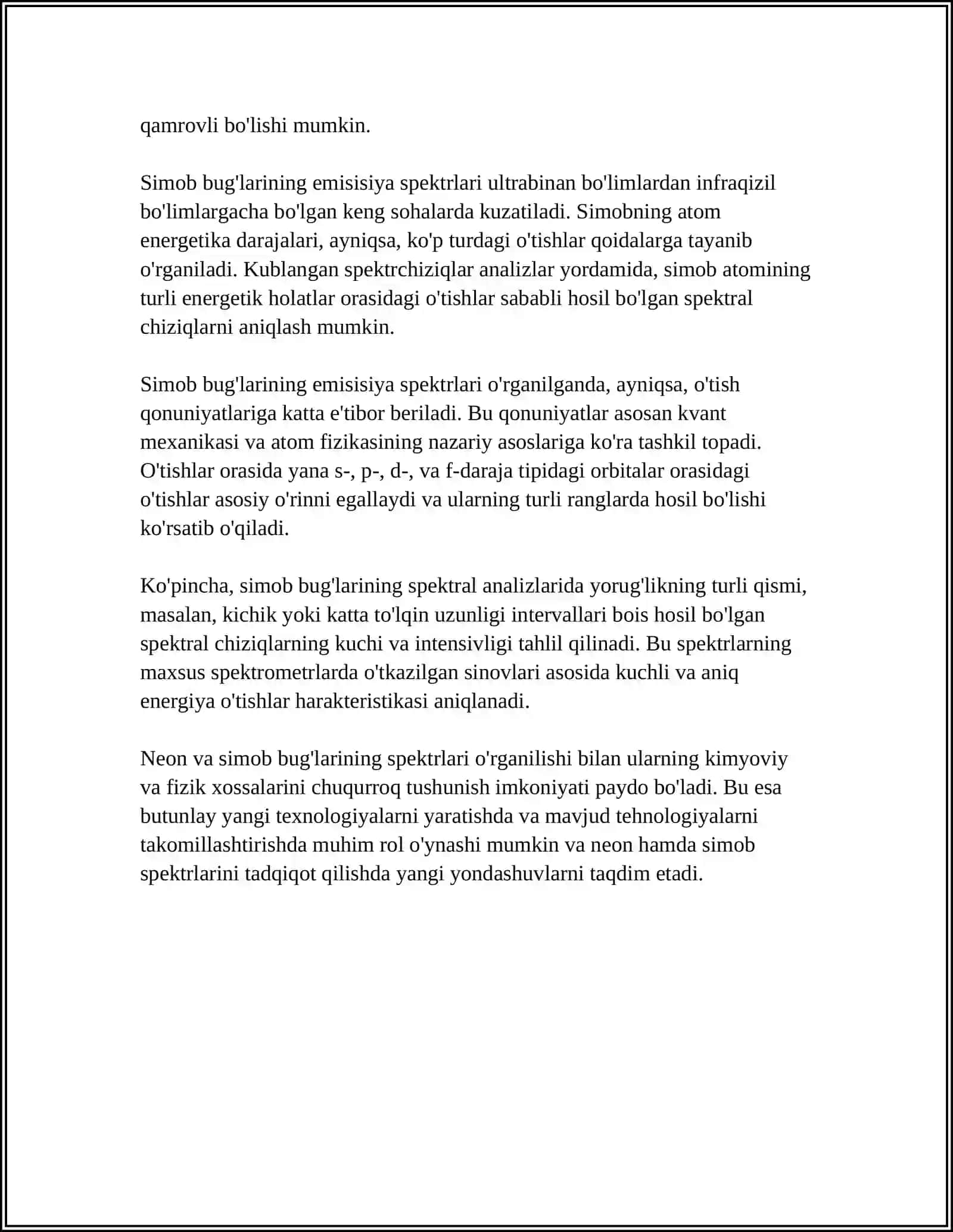 NEON VA SIMOB BUG'LARINING EMISSIYA SPEKTRLARINI O'RGANISH 4