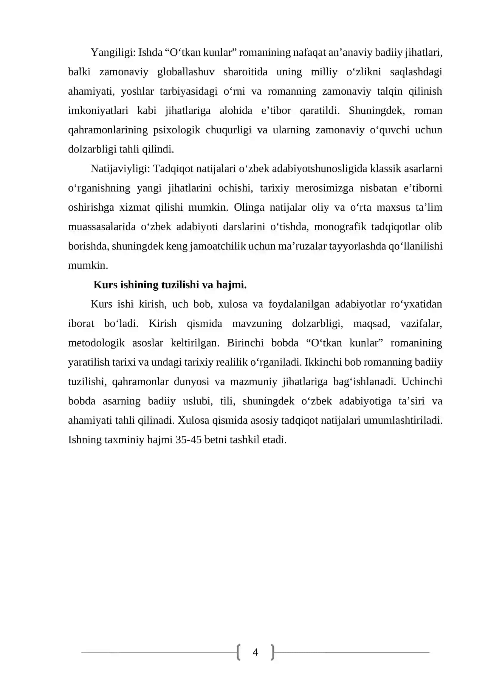 Abdulla Qodiriyning “Oʻtkan kunlar” romani 4