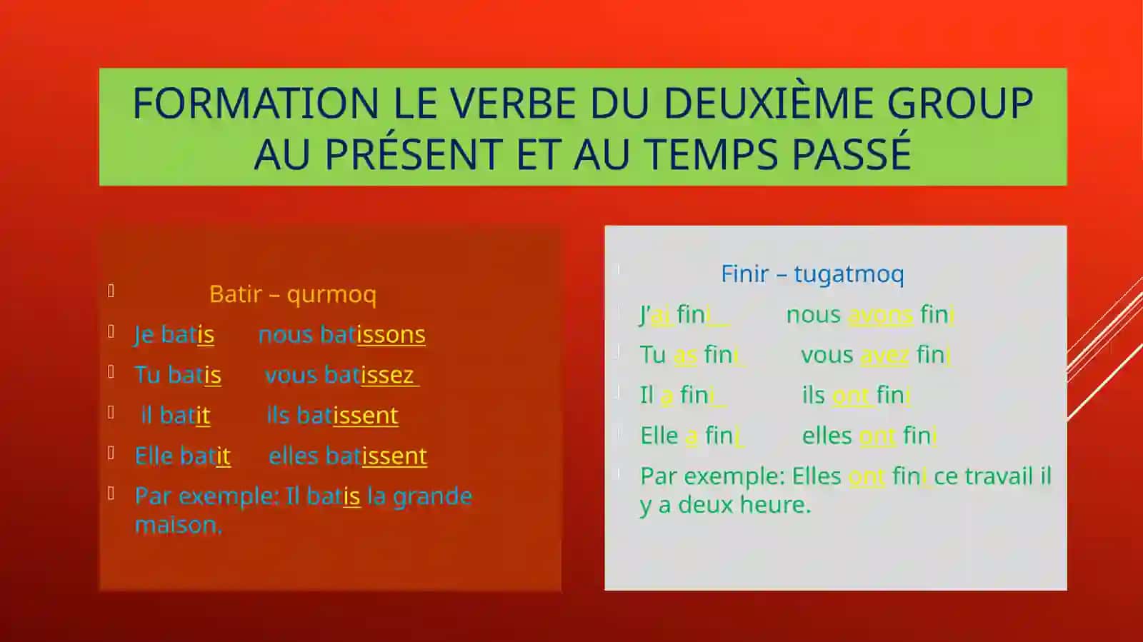 Les conjugaison les verbes 4