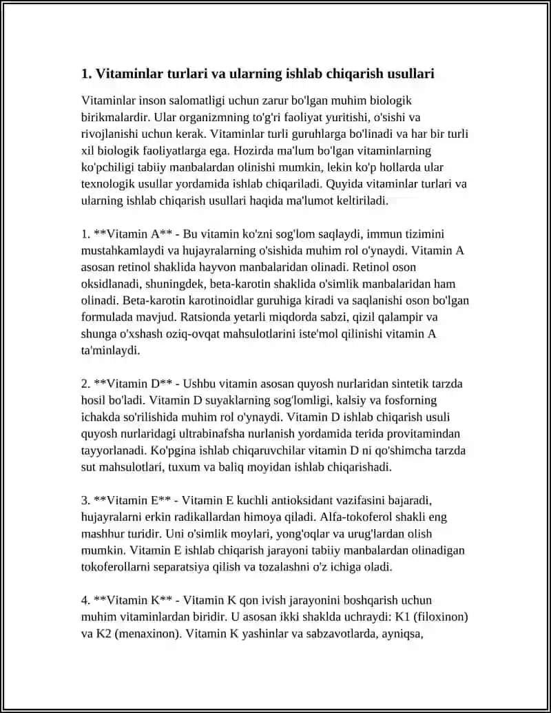 VITAMINLAR ISHLAB CHIQARISH 4
