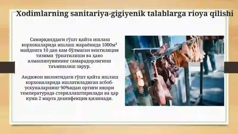 Gosht korxonalarida sanitariya gigiyena talablari 4