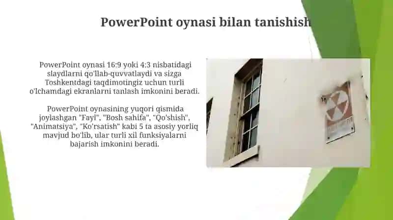 PowerPoint ish oynasi va imkoniyatlari 4