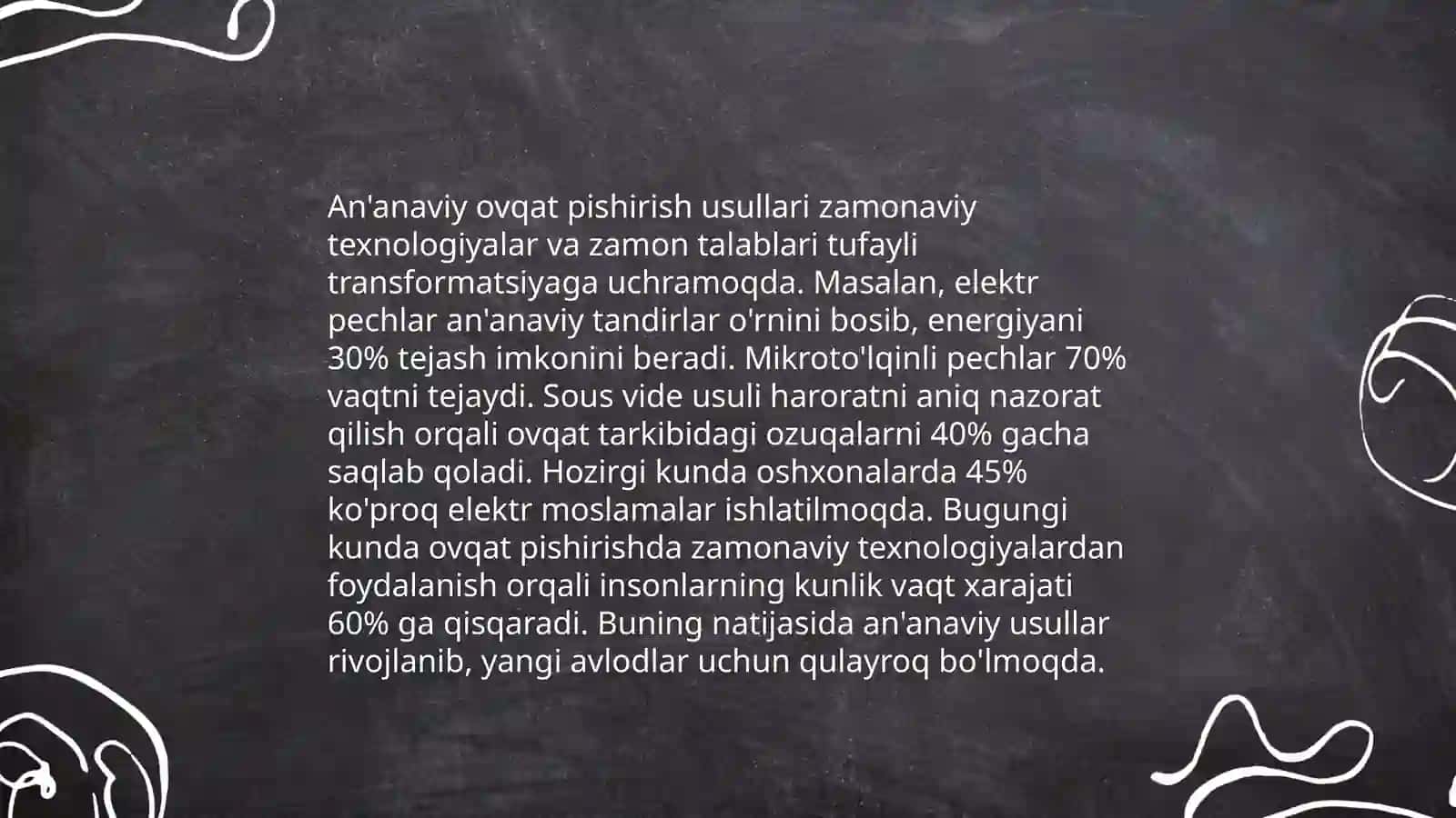 Moddiy madaniyatdagi transformatsiyalar taomlar bo‘yicha 4