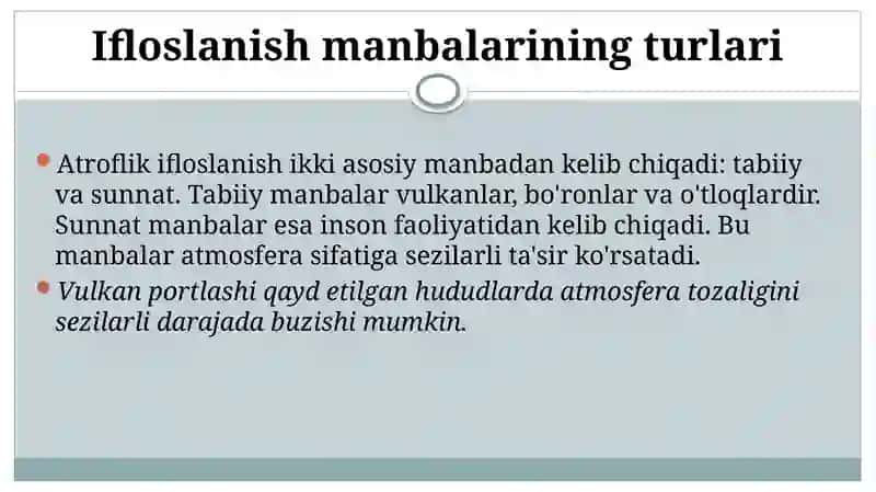 Atmasfera xavosini ifloslanish manbalari 4