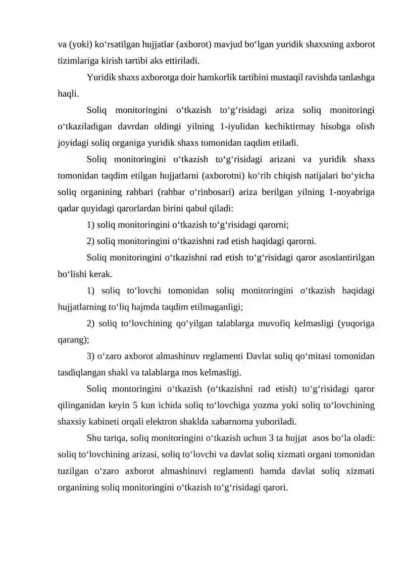 SOLIQ MONITORINGINI O‘TKAZISH TARTIBI 4