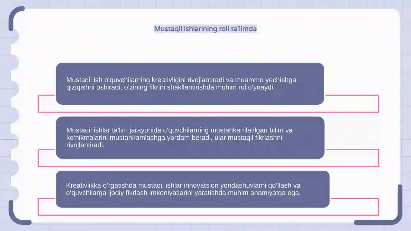 Kerativlikkga o'rgatishda mustaqil ishning urni 4