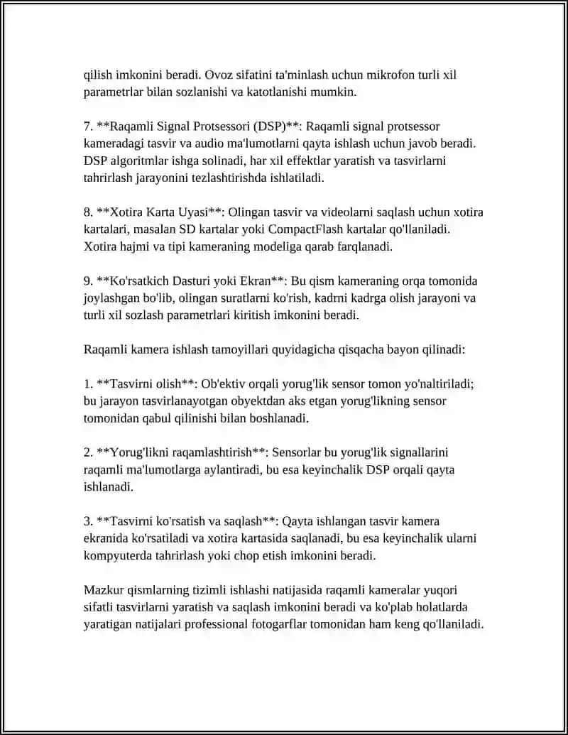 RAQAMLI KAMERA VA MIKROFONDA ISHLASH 4