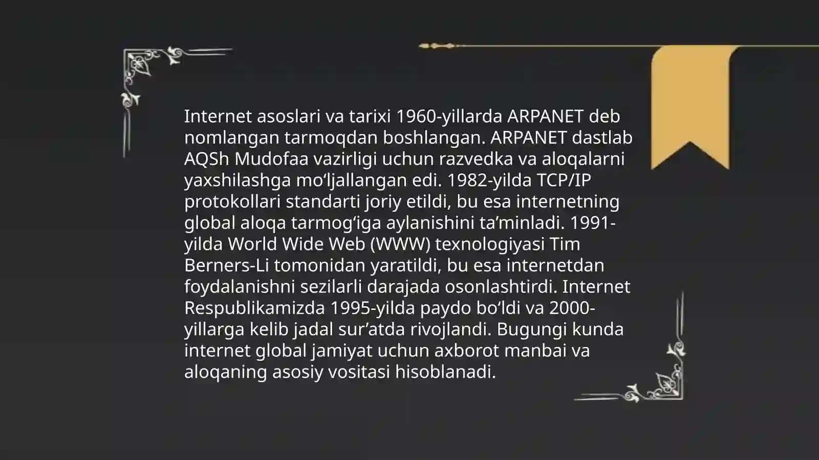 Tarmoq texnologiyalari va internet xizmatlari 4