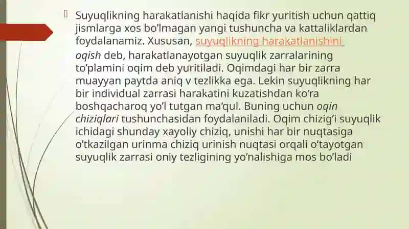 Suyuqliklarning oqishi. Bernuli tenglamasi 4