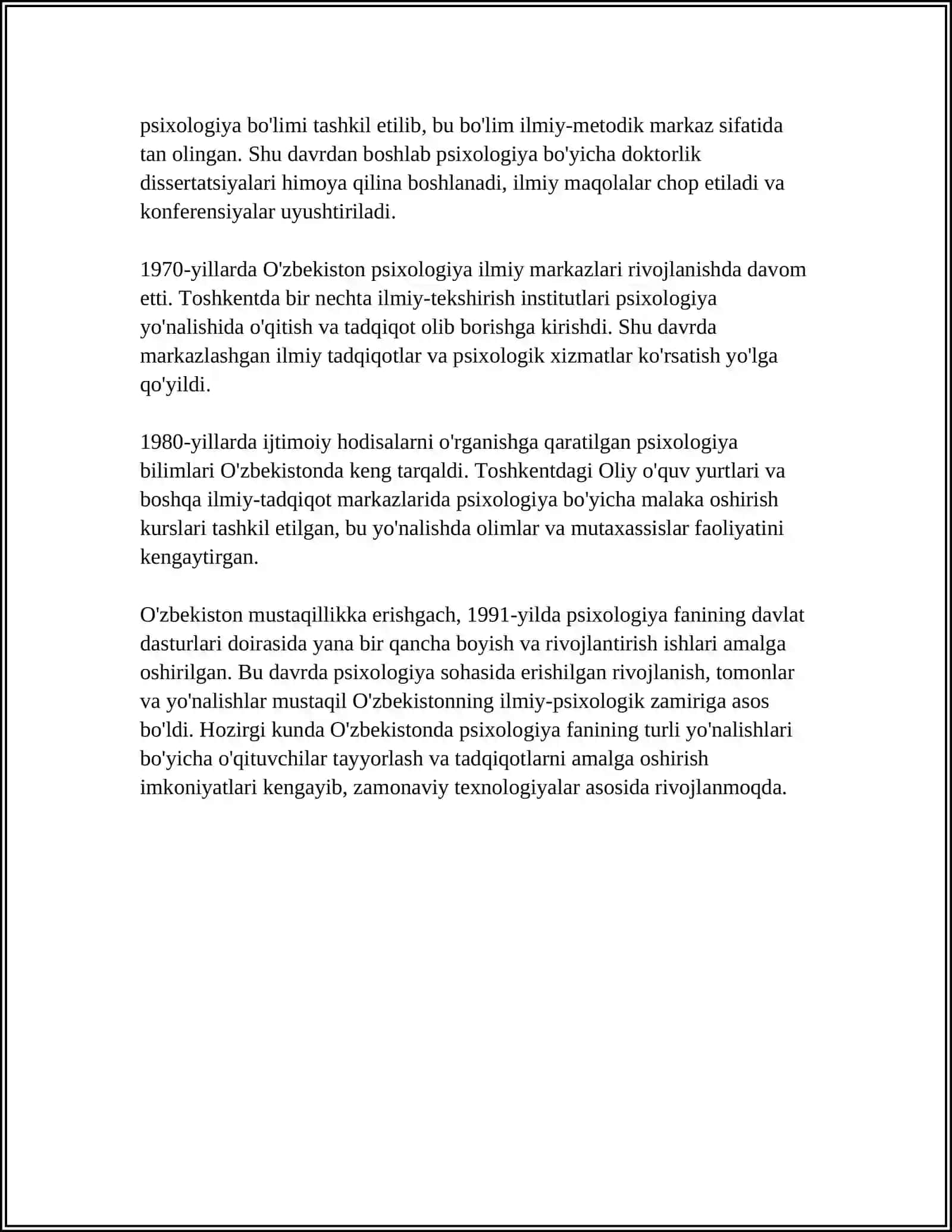 OʻZBEKISTONDA PSIXOLOGIYA FANINING RIVOJLANISH TARIXI 4