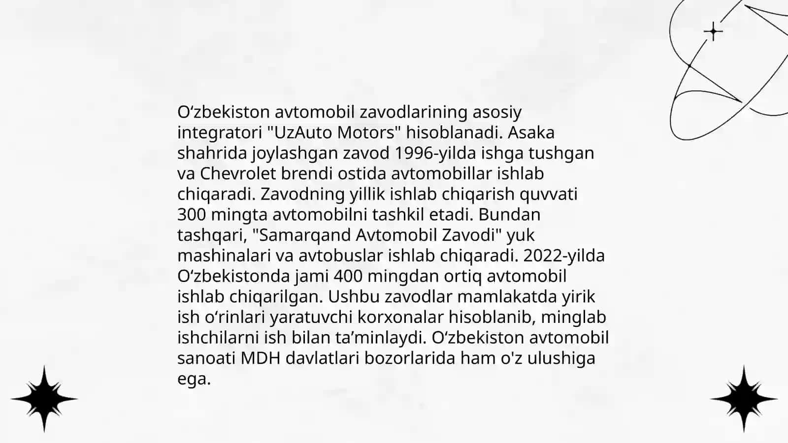 Oʻzbekistonda avtomobil sozlik sanoati 4