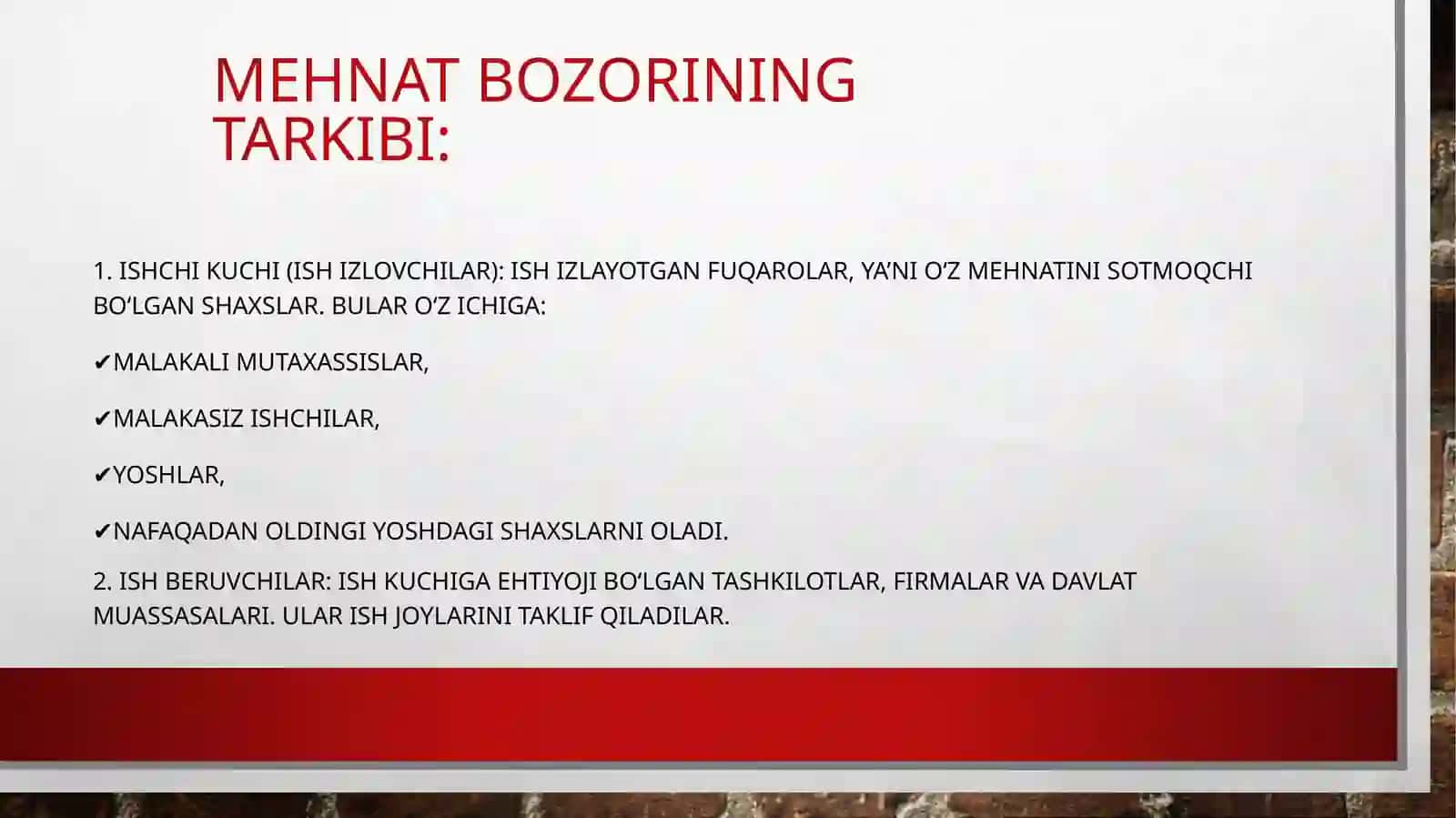 Mehnat bozori Va aholibandligi 4