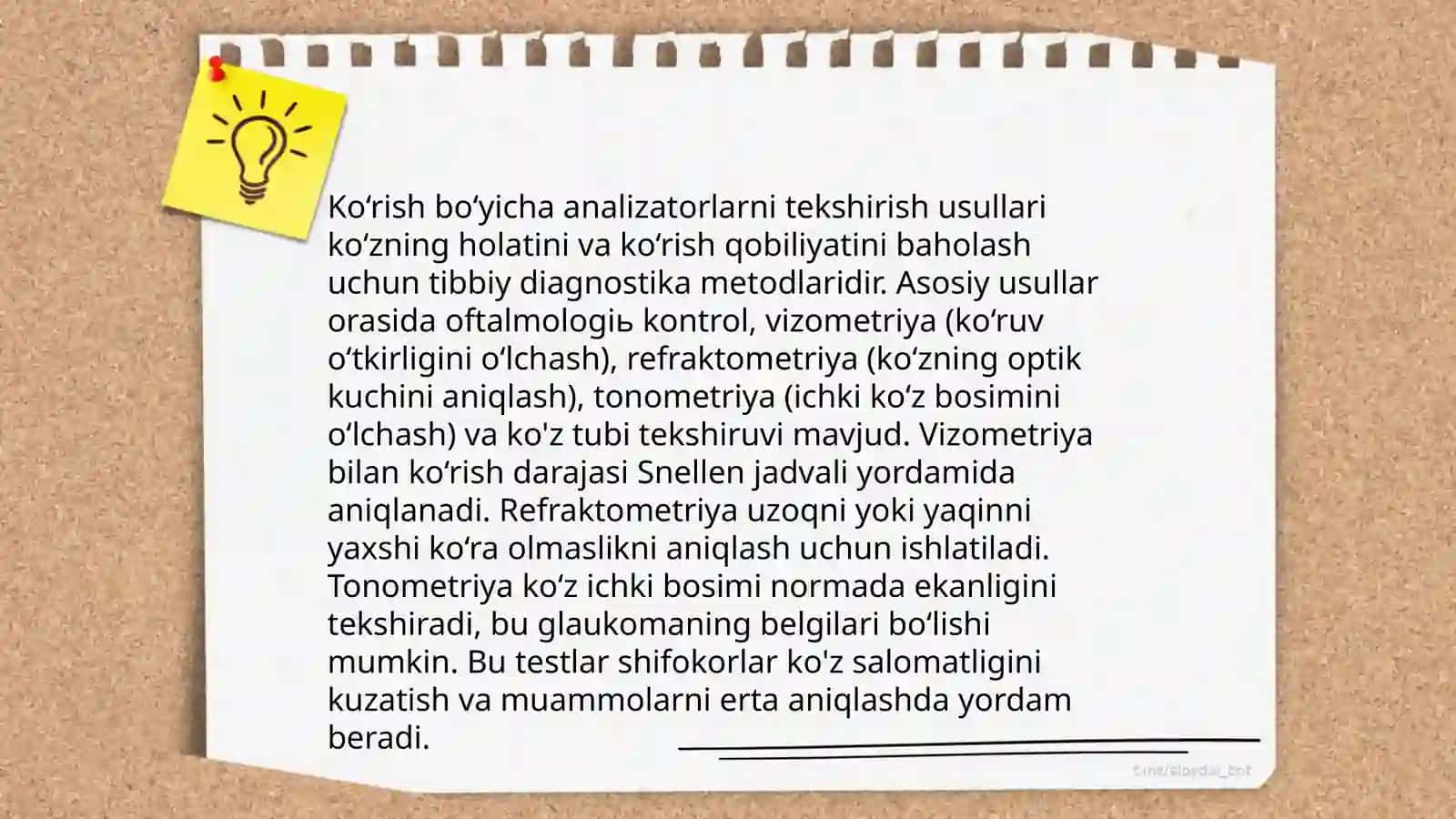 Inson eshtish analizatorlarini tekshirish usullari 4