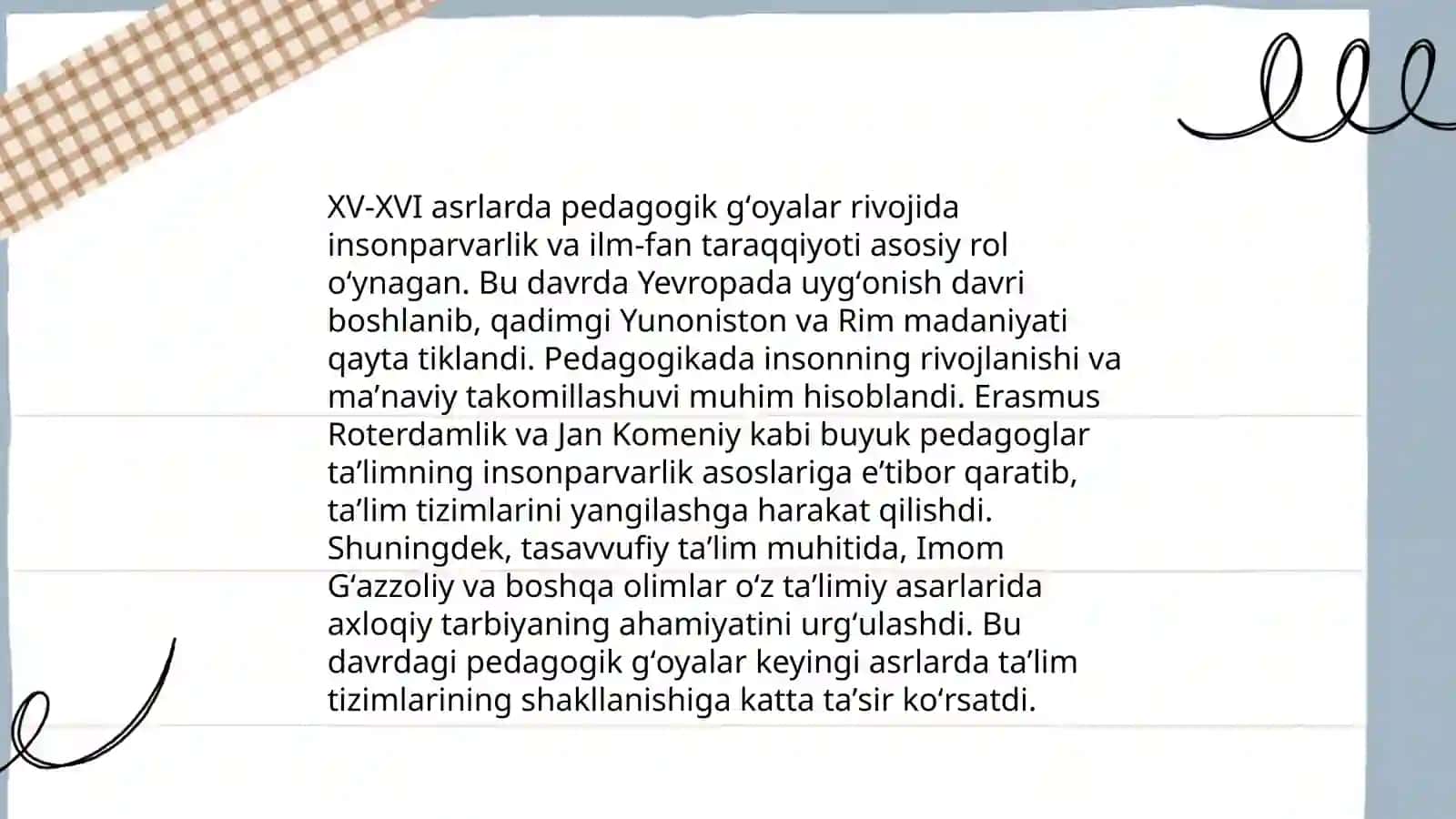 Pedagogik gʻoyalarning rivojlanish bosqichlari 4