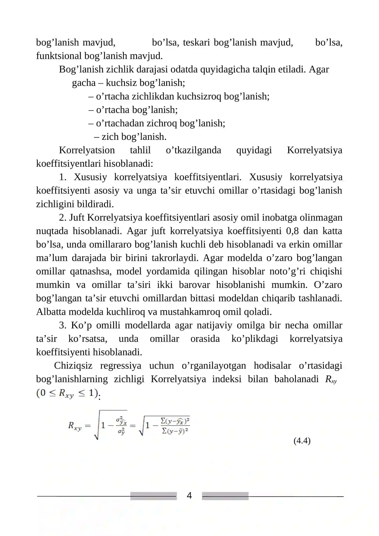 JUFT KORRELYATSION-REGRESSION TAHLIL 4