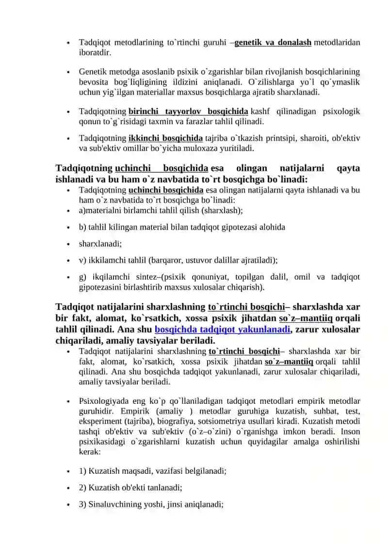 Hozirgi zamon psixologiyasining tadqiqot metodlari 4