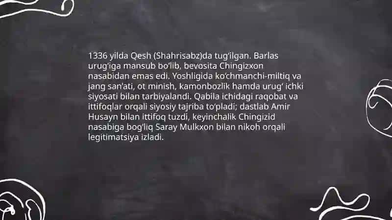 Amir Temur hayoti va ijodi 4