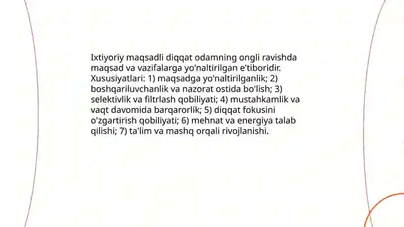 Diqqat turlari va uning xususiyatlari 4