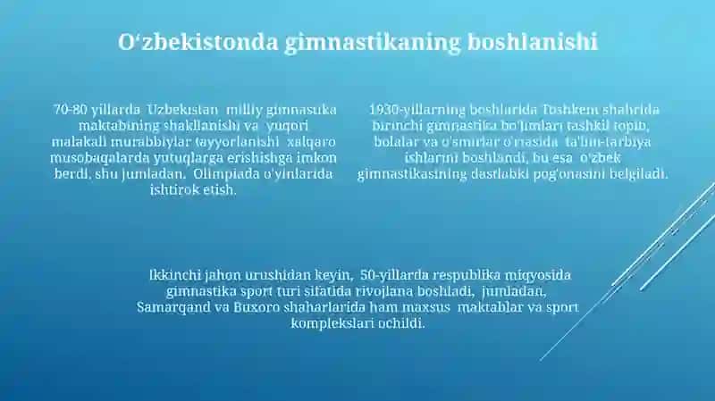 Oʻzbekiston gimnastikasini rivojlanish tarixi 4