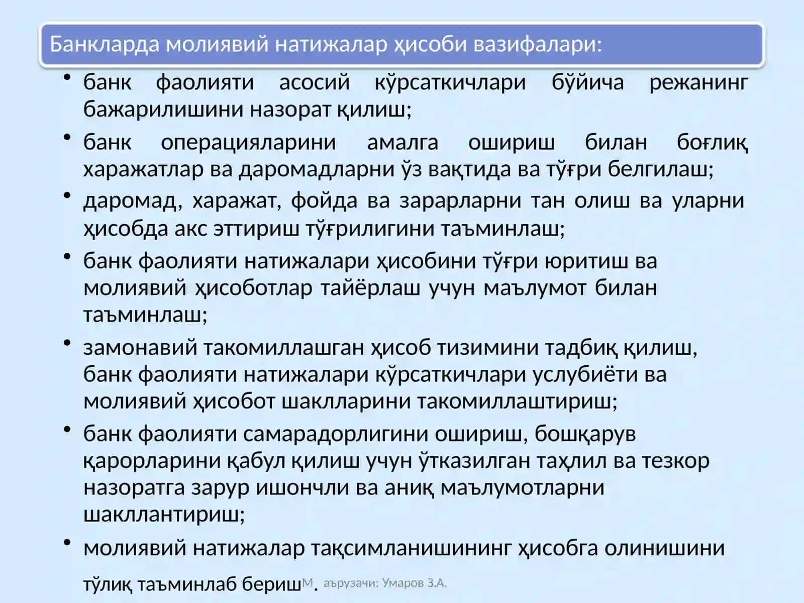 Bank daromadlari va xarajatlari hisobi 4