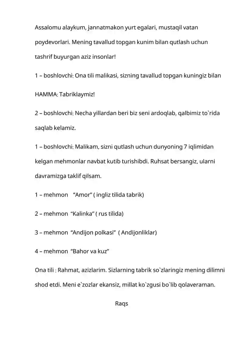 Til bayrami tadbir senariysi 4
