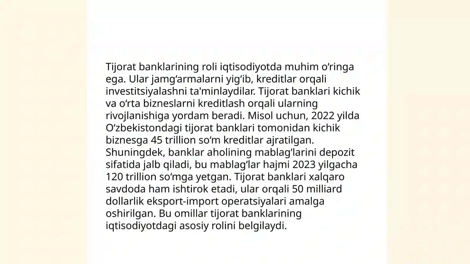 Bank tizimi.Markaziy va tijorat banklar hamda ularning vazifalari 4