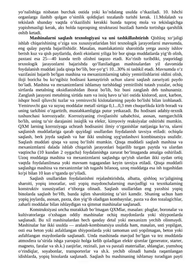 Boronalash agregatiga texnik xizmat ko`rsatish va saqlashga qo`yish 4