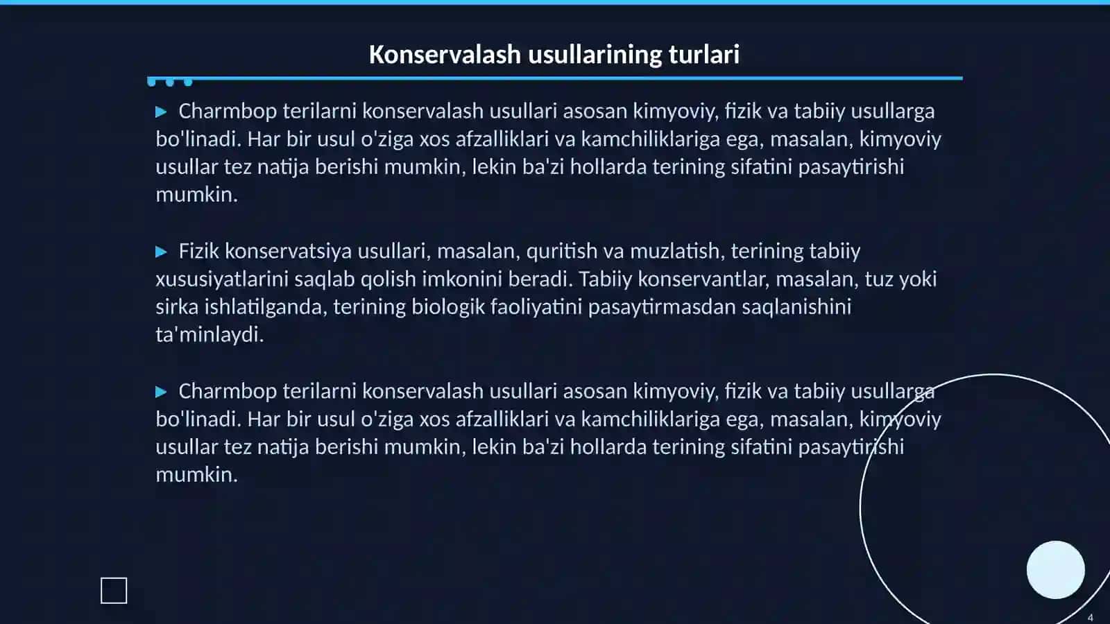 Charmbop terilarni konservalash usullari 4