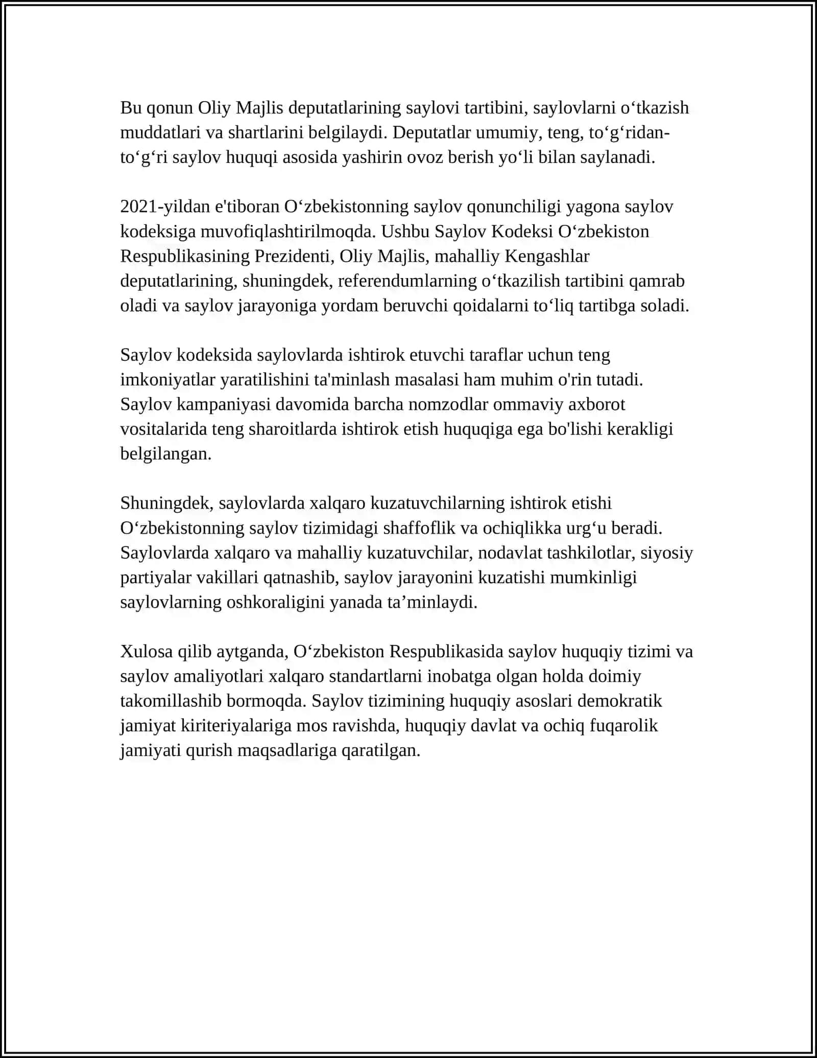 O‘ZBEKISTON RESPUBLIKASI SAYLOV TIZIMI 4