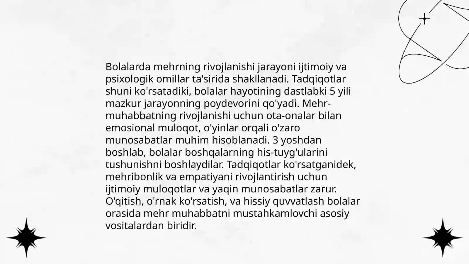 Sezgi. Bolalarda sevgining rivojlanishi 4